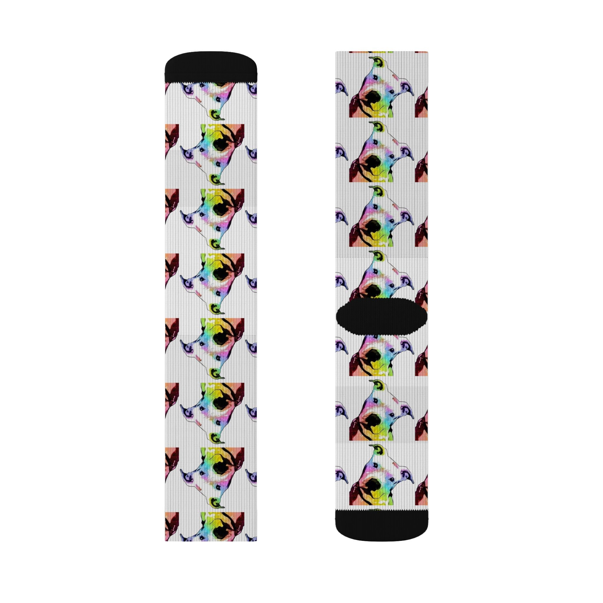 Colorful French Bulldog Pattern Socks — Sublimation Crew Socks