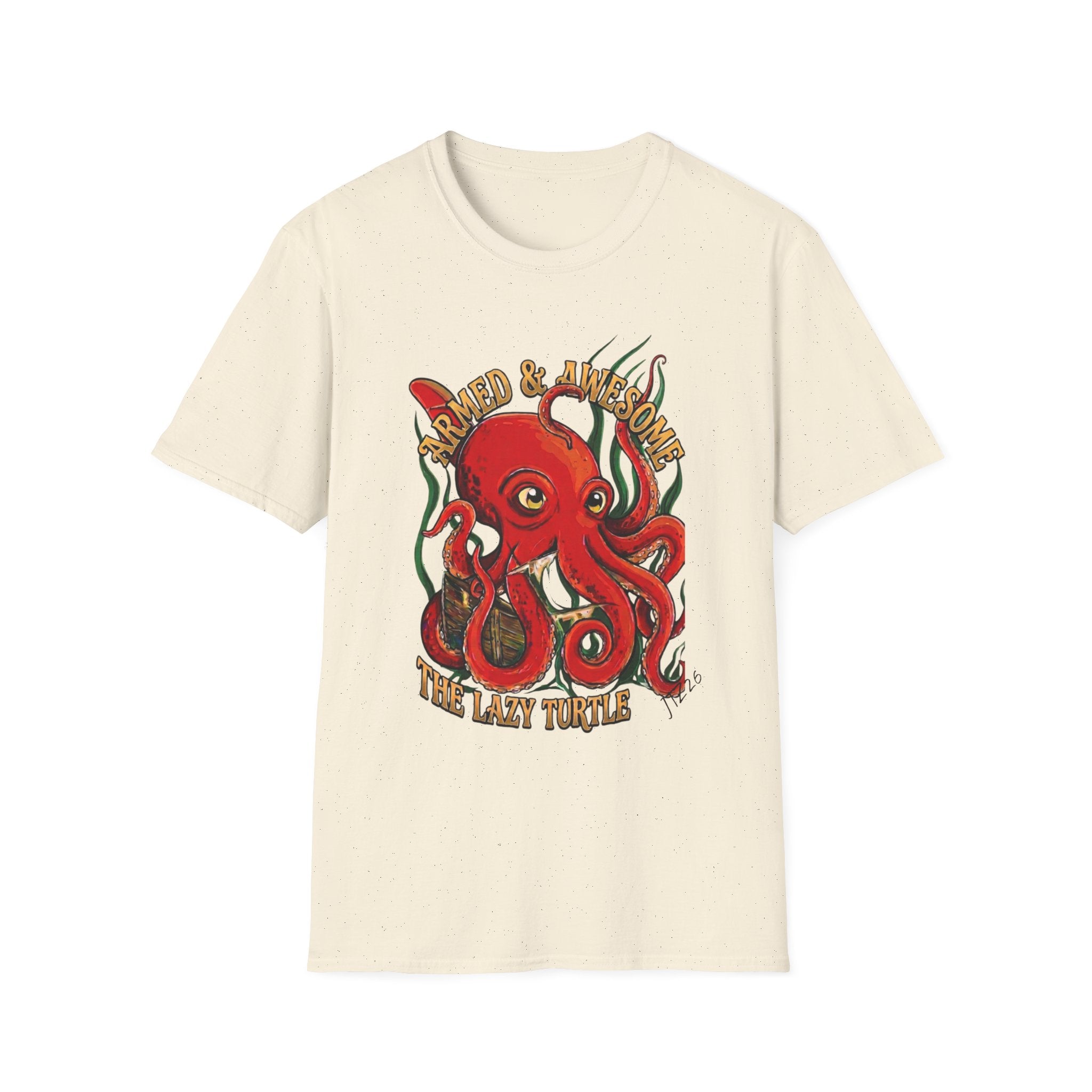 Octopus Band Tee — 'Armed and Awesome" The Last Turtle' Graphic T-Shirt