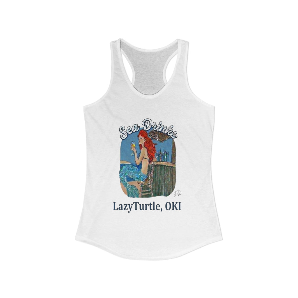 Sea Drinks Mermaid Racerback Tank — Lazy Turtle OKI Coastal Graphic Tank Top