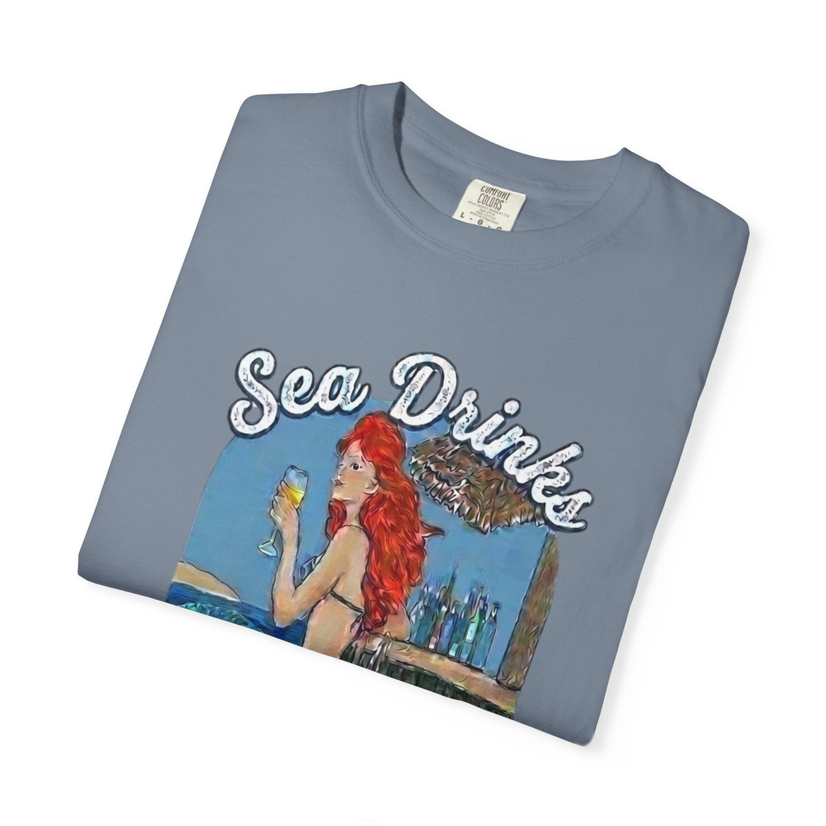 Sea Drinks Mermaid T-Shirt — Lazy Turtle, OKI Coastal Graphic Tee