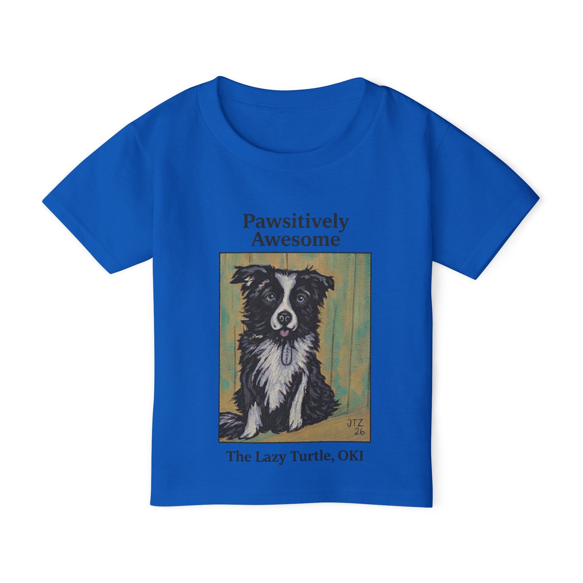 Toddler T-Shirt — "Pawsitively Awesome" Border Collie Graphic (The Lazy Turtle, OK)