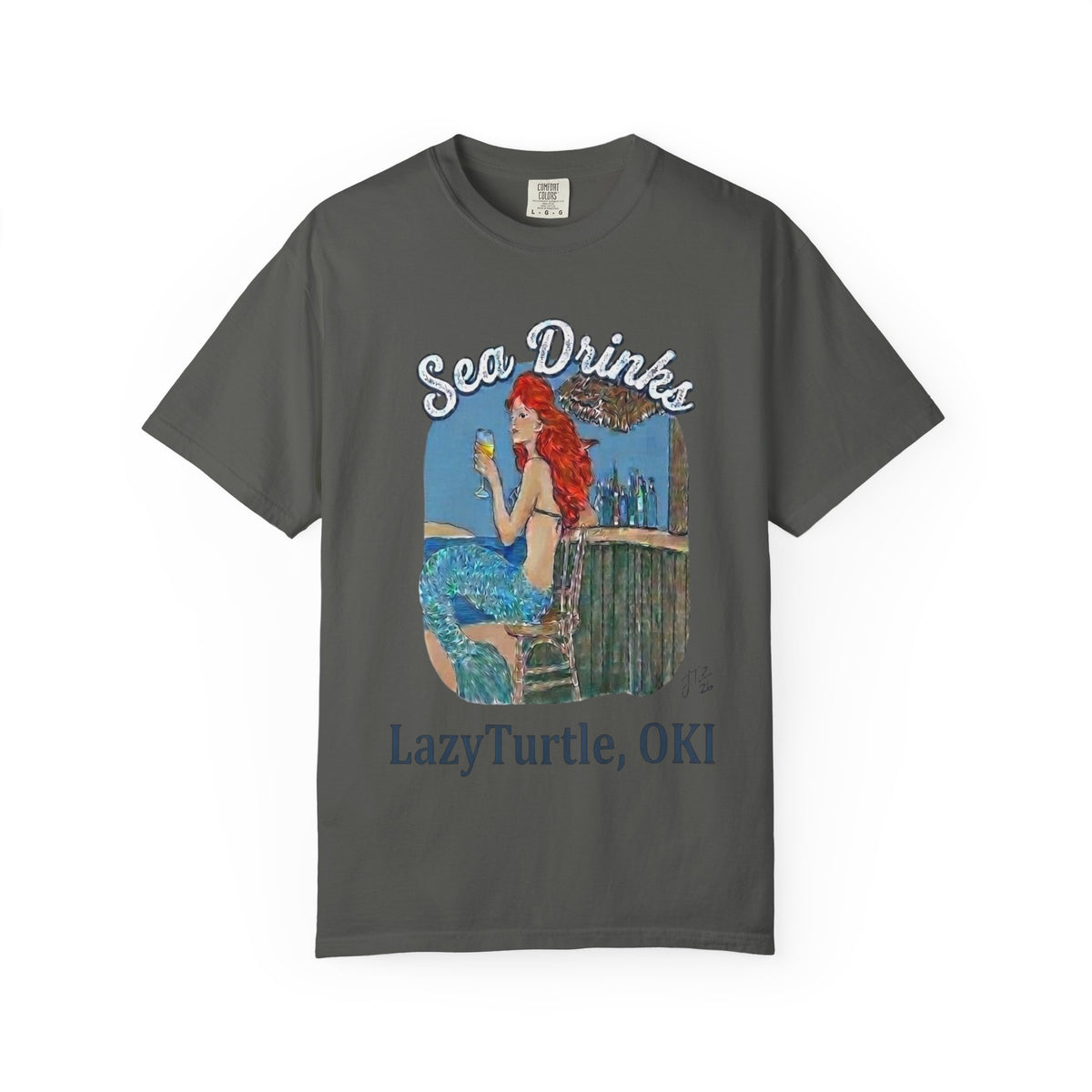 Sea Drinks Mermaid T-Shirt — Lazy Turtle, OKI Coastal Graphic Tee