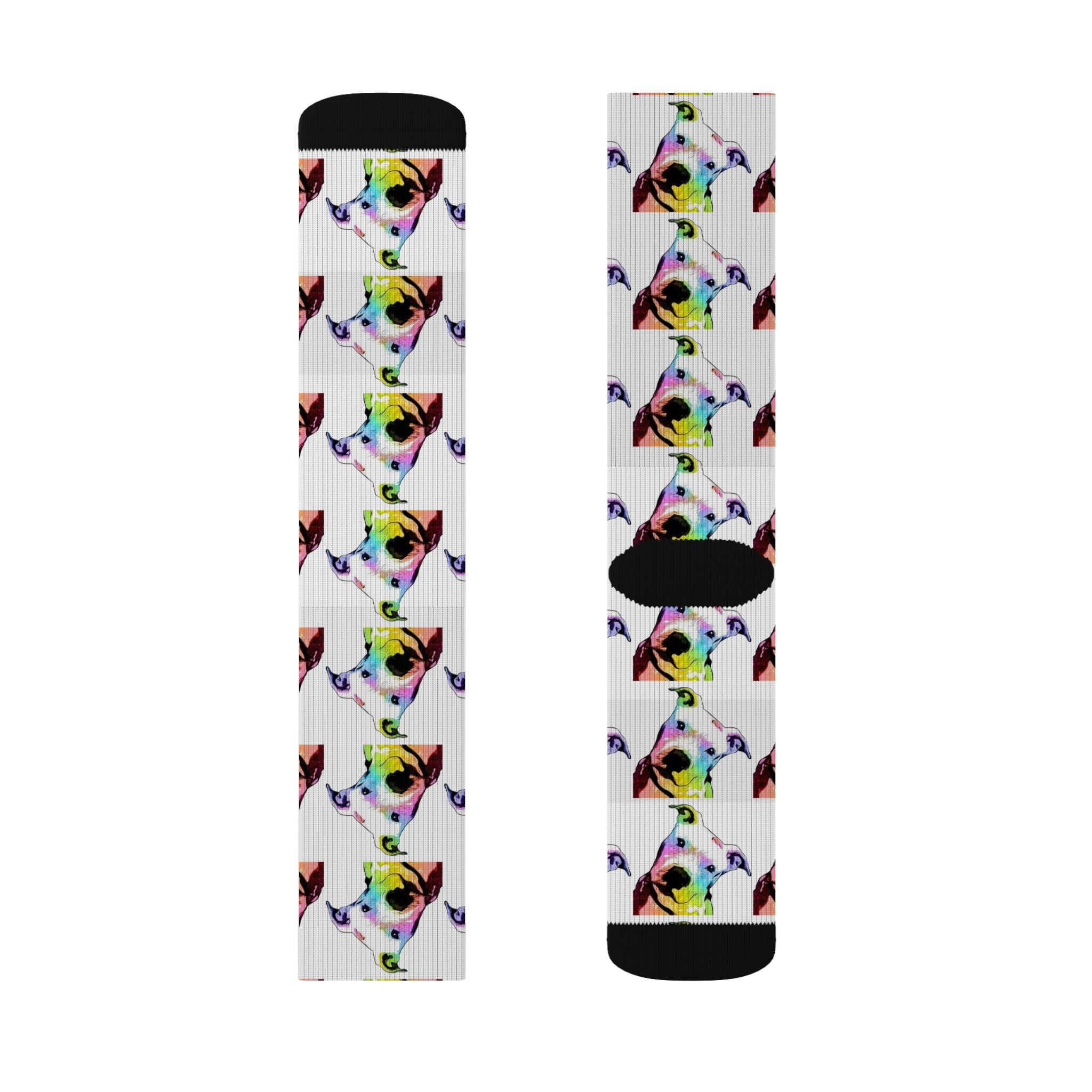 Colorful French Bulldog Pattern Socks — Sublimation Crew Socks