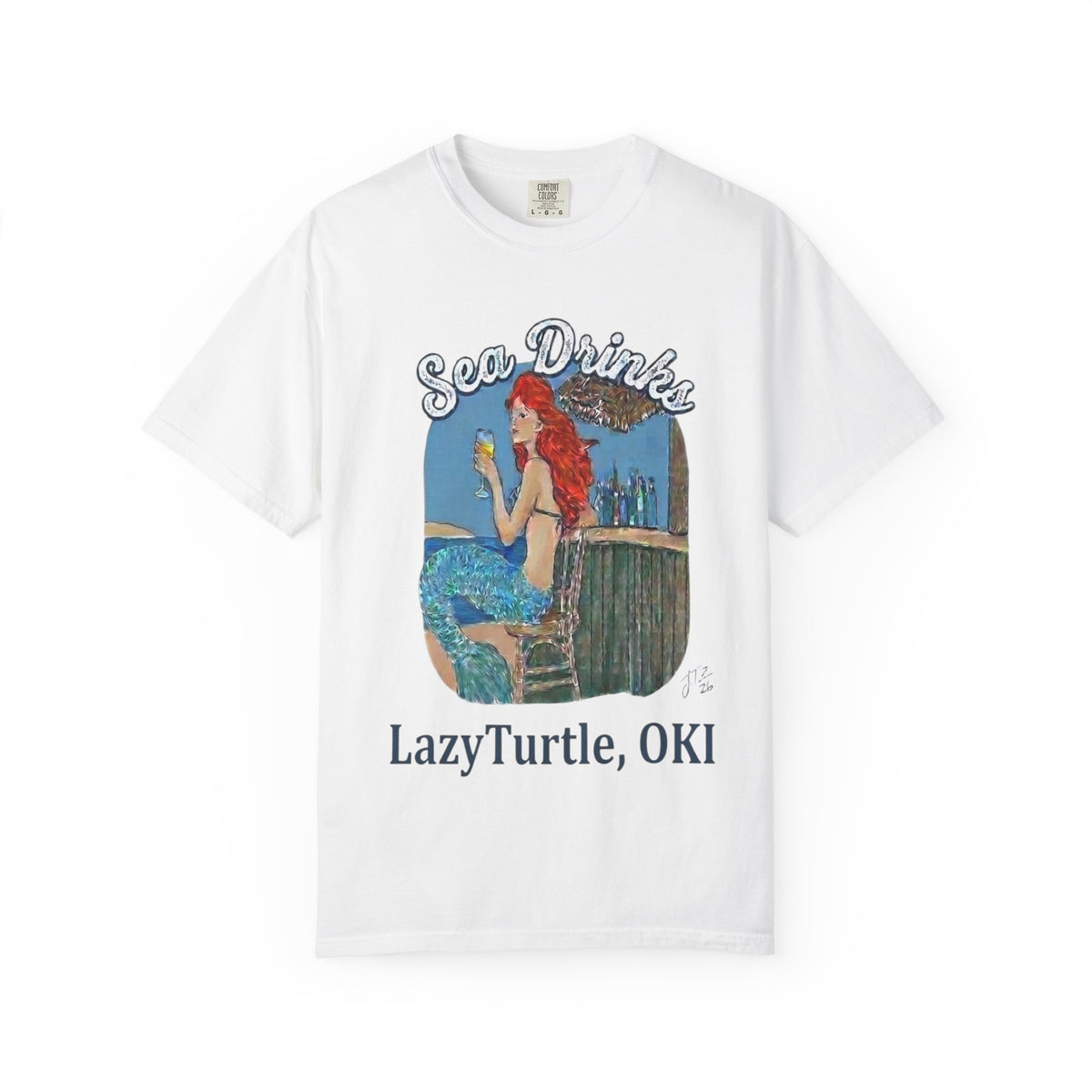 Sea Drinks Mermaid T-Shirt — Lazy Turtle, OKI Coastal Graphic Tee