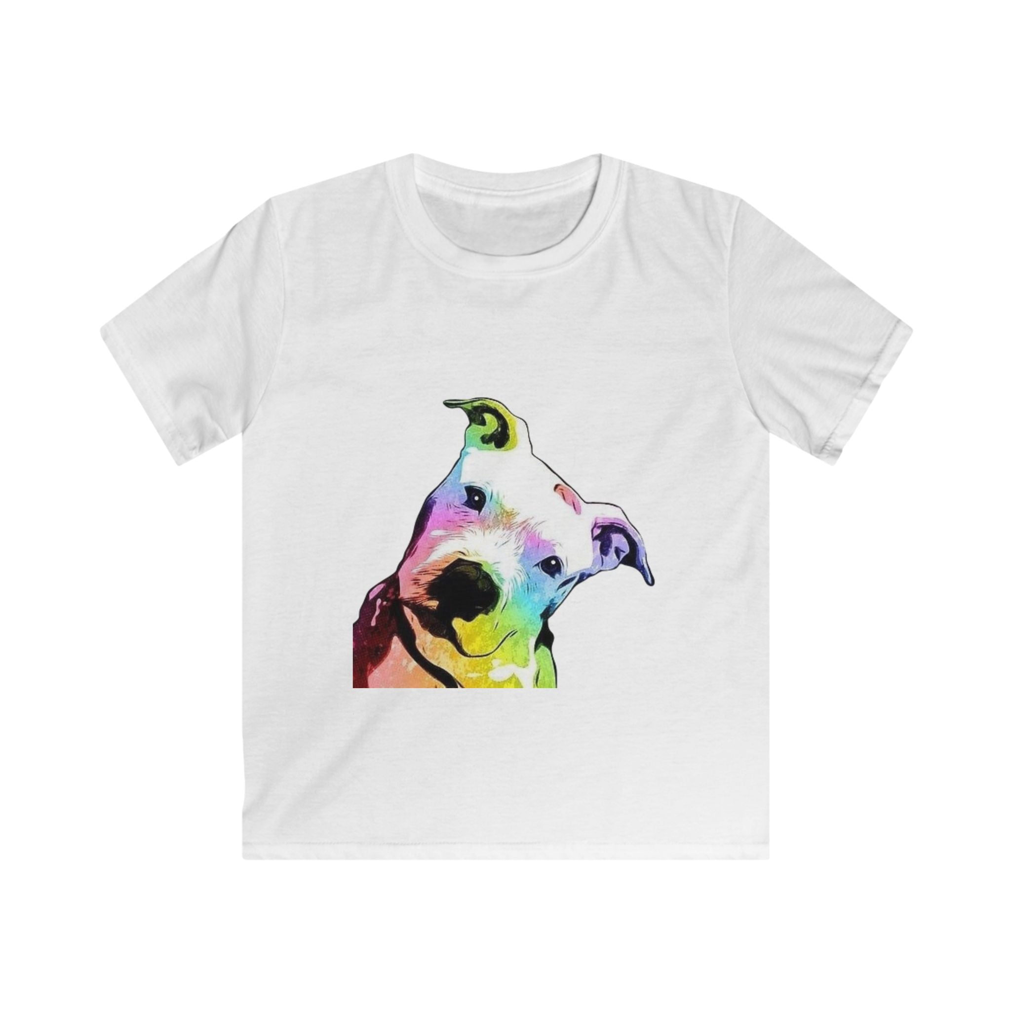 Kids Tee — Colorful Watercolor Pit Bull Dog Graphic