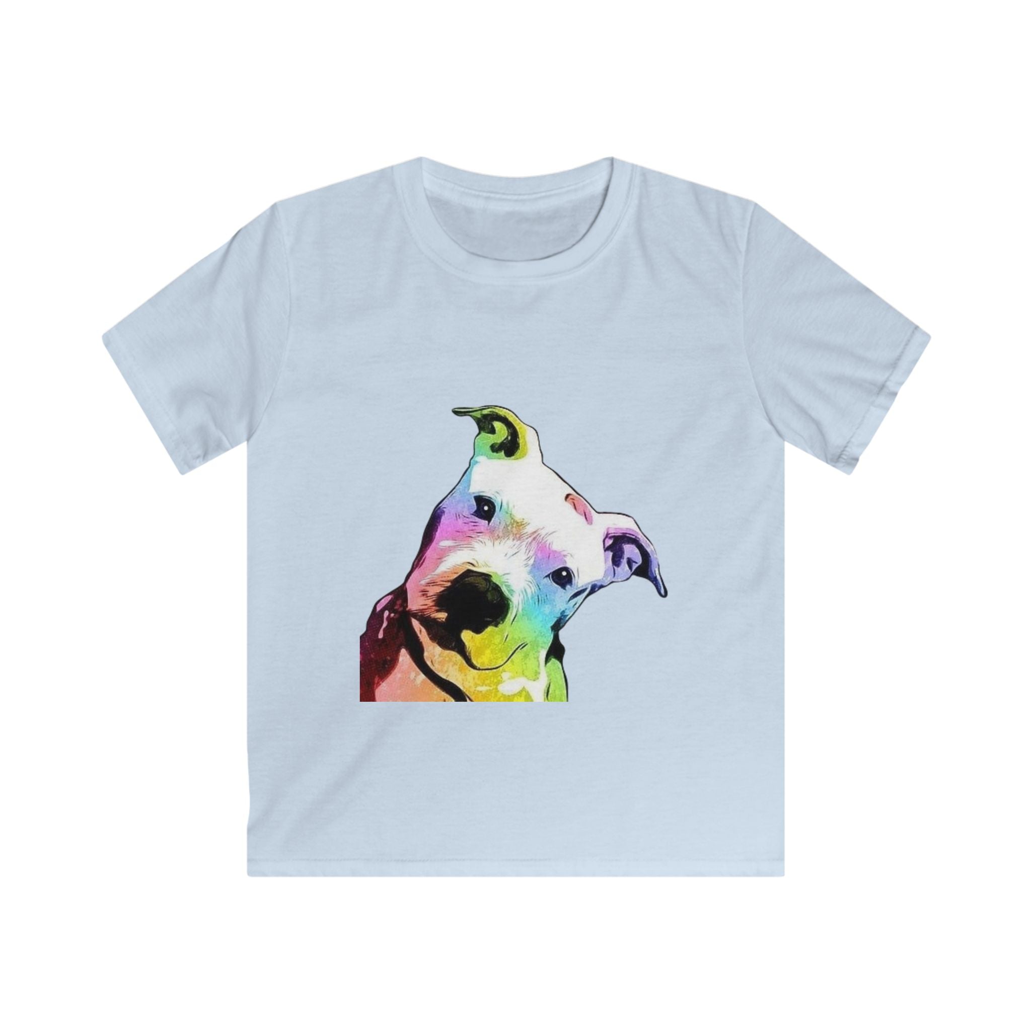Kids Tee — Colorful Watercolor Pit Bull Dog Graphic