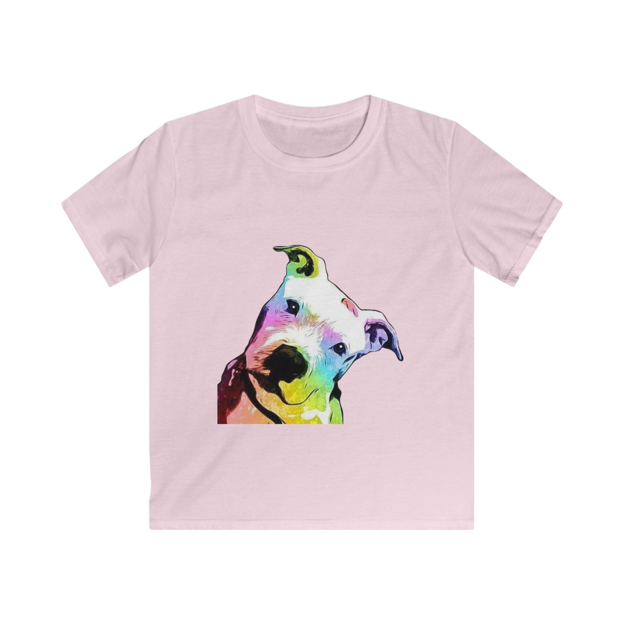 Kids Tee — Colorful Watercolor Pit Bull Dog Graphic