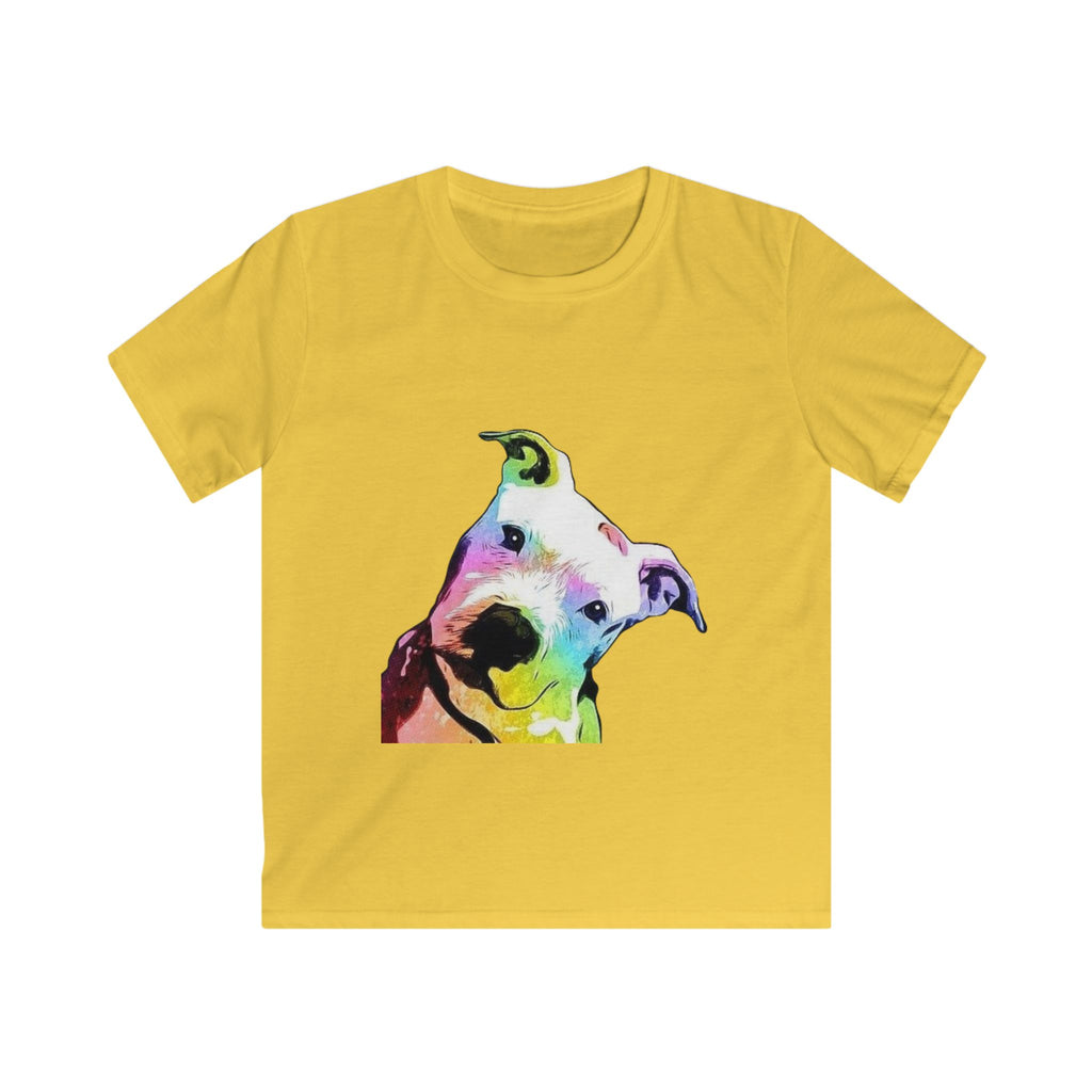 Kids Tee — Colorful Watercolor Pit Bull Dog Graphic
