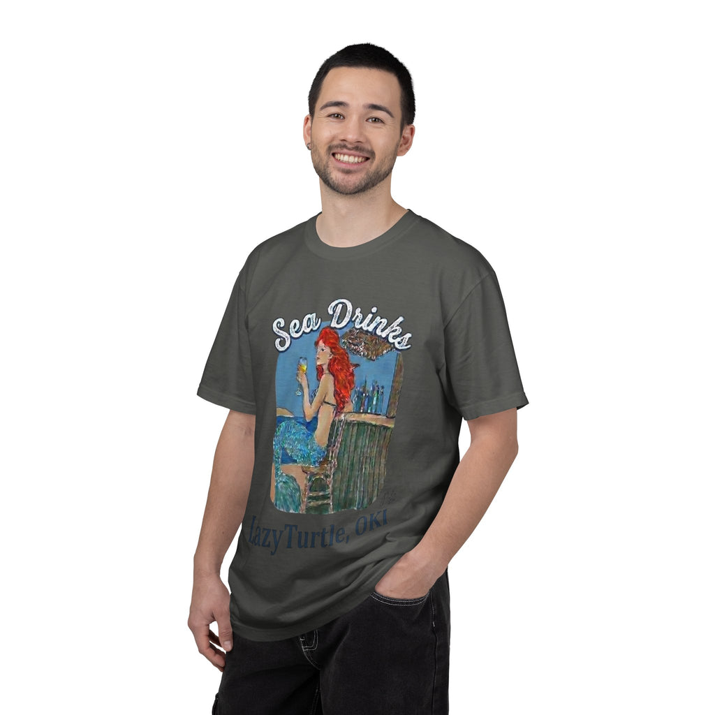Sea Drinks Mermaid T-Shirt — Lazy Turtle, OKI Coastal Graphic Tee
