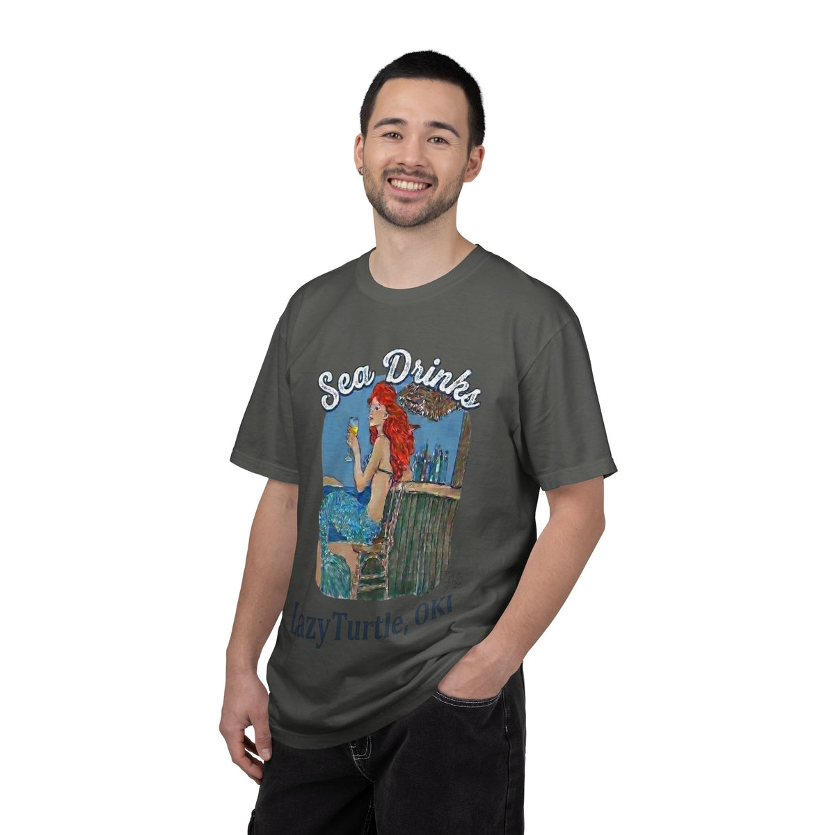 Sea Drinks Mermaid T-Shirt — Lazy Turtle, OKI Coastal Graphic Tee