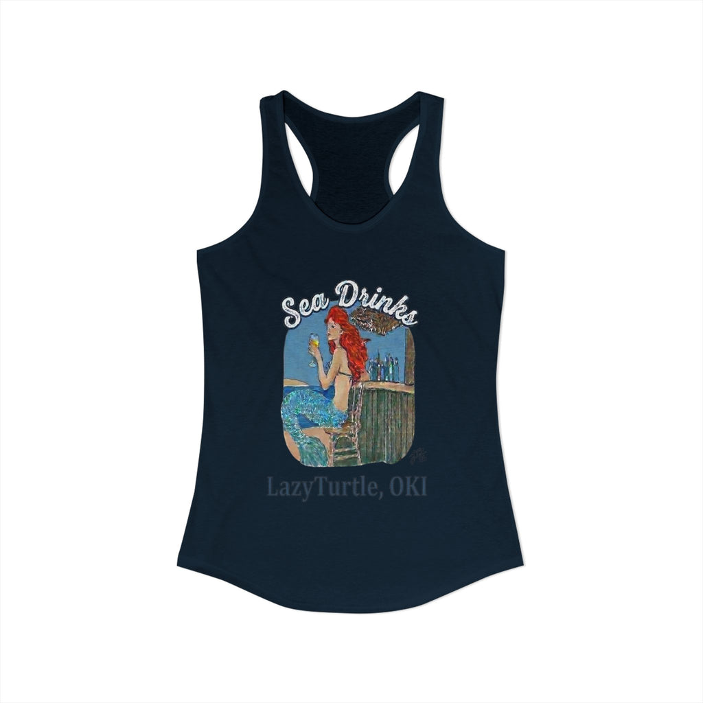Sea Drinks Mermaid Racerback Tank — Lazy Turtle OKI Coastal Graphic Tank Top