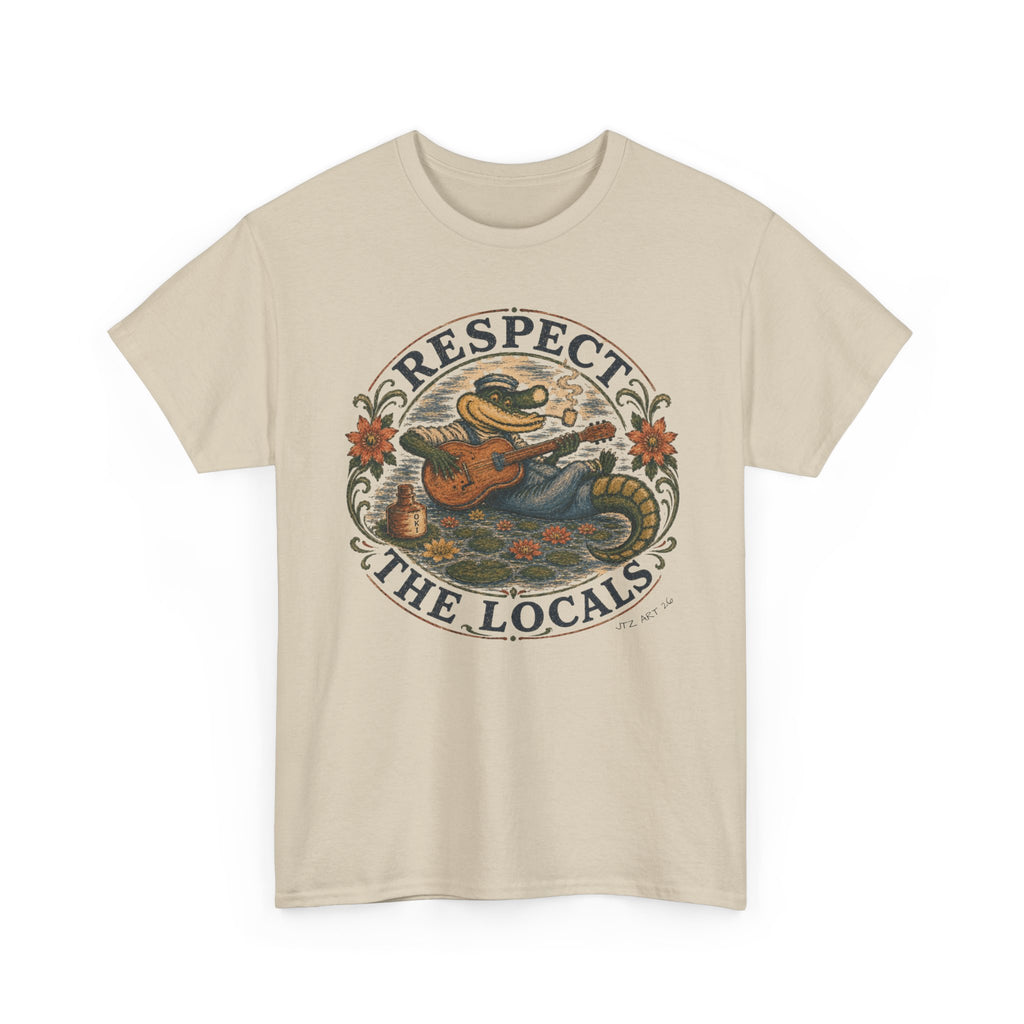 Respect the Locals T-Shirt — Vintage Surf Alligator Design