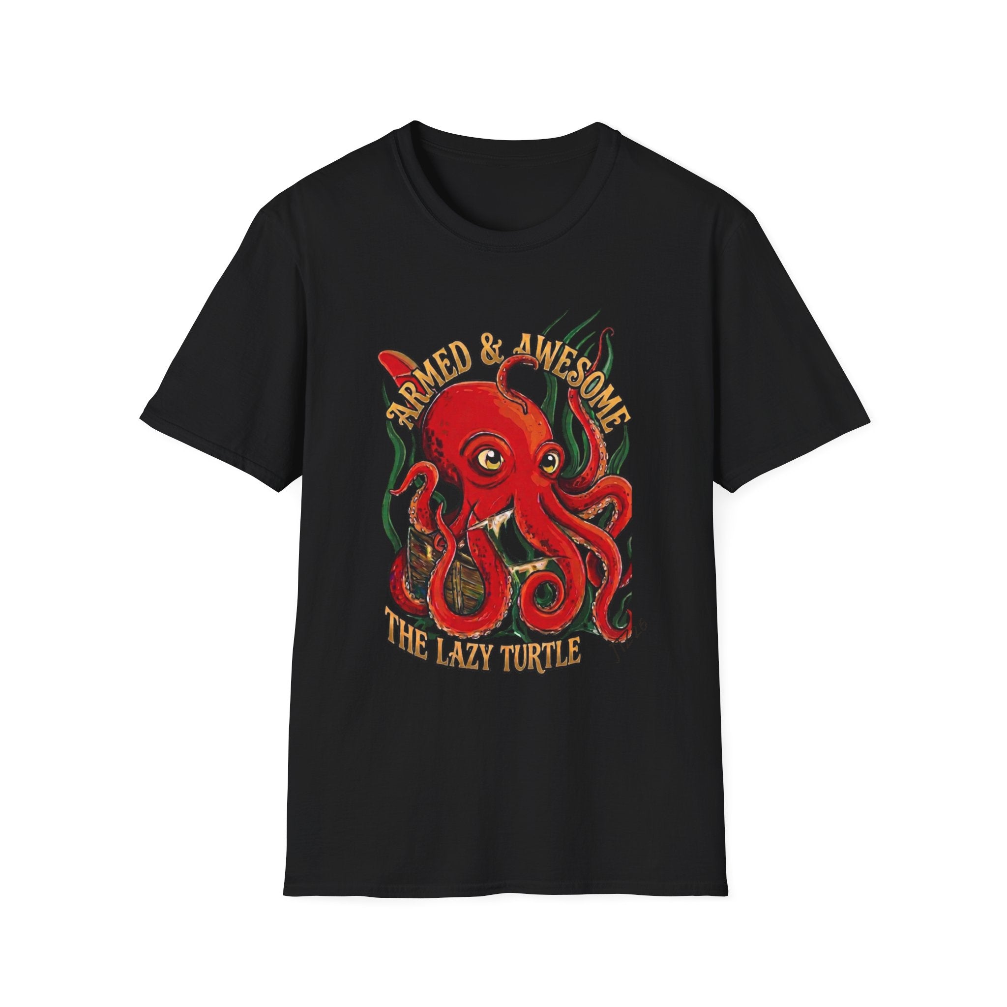 Octopus Band Tee — 'Armed and Awesome" The Last Turtle' Graphic T-Shirt