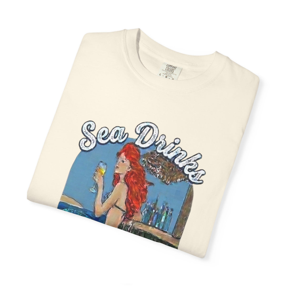 Sea Drinks Mermaid T-Shirt — Lazy Turtle, OKI Coastal Graphic Tee