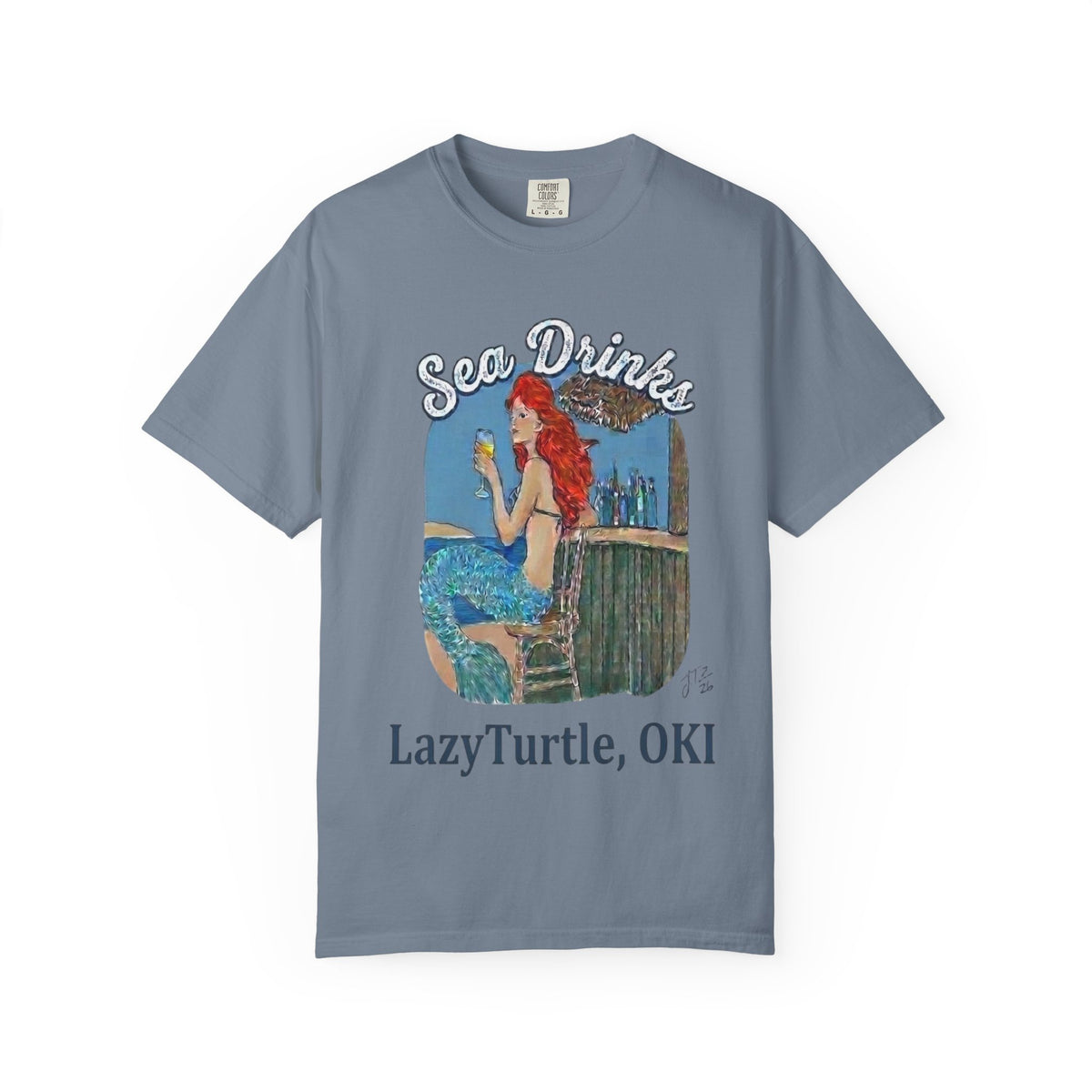 Sea Drinks Mermaid T-Shirt — Lazy Turtle, OKI Coastal Graphic Tee