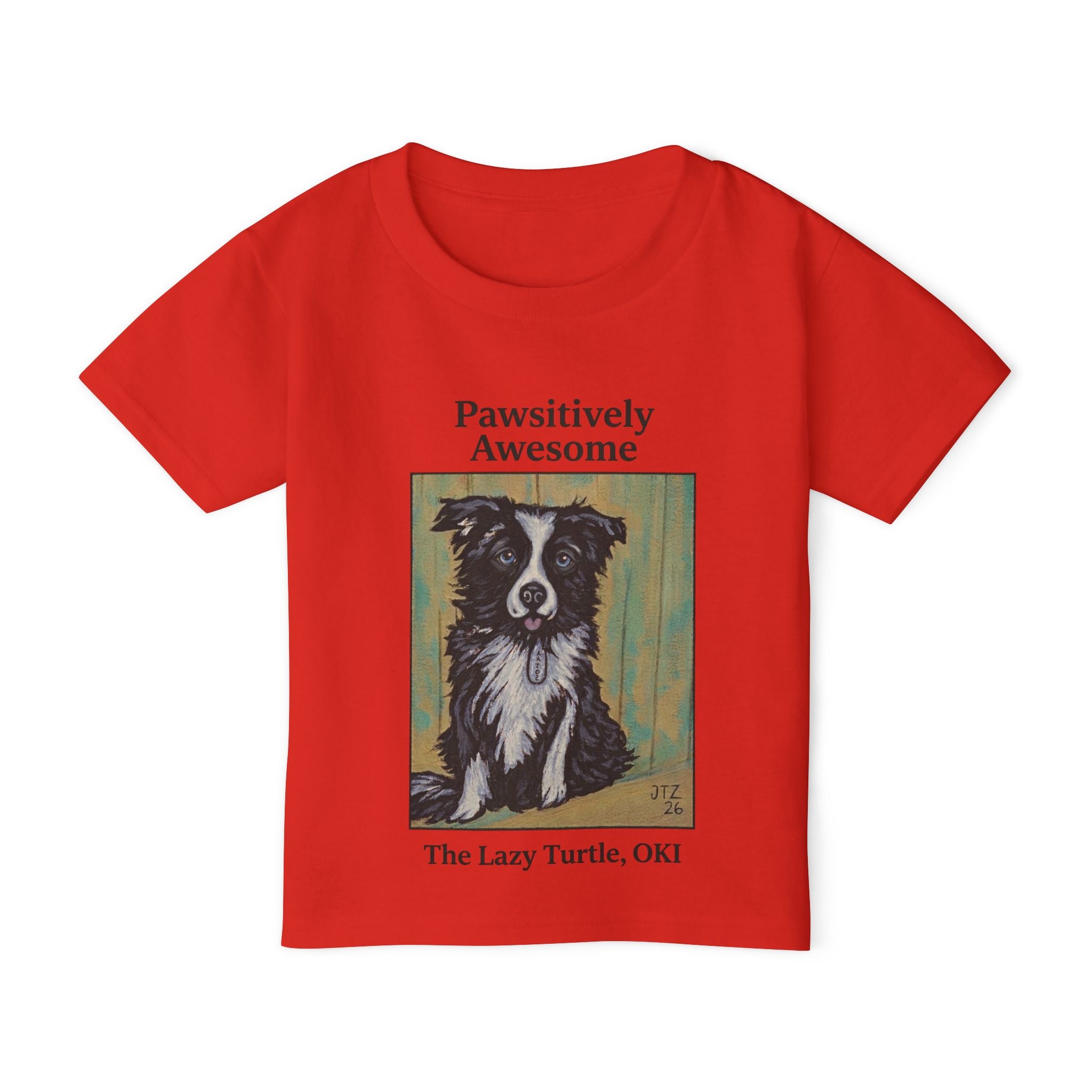 Toddler T-Shirt — "Pawsitively Awesome" Border Collie Graphic (The Lazy Turtle, OK)