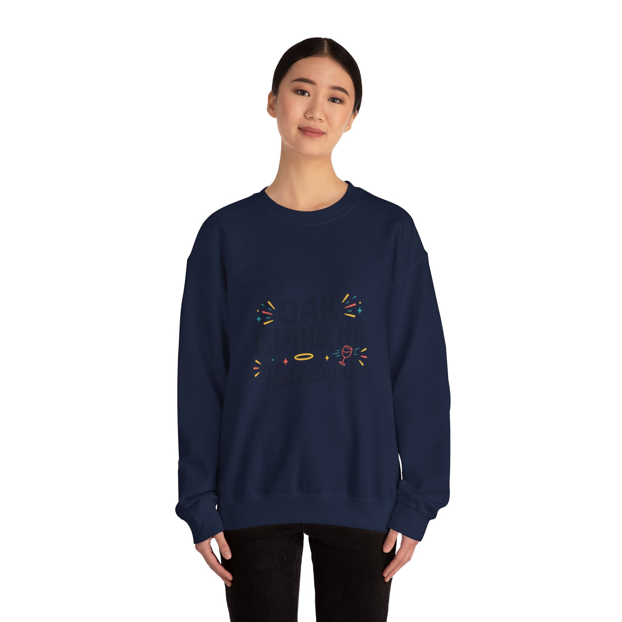 Oak Island NC Hallelujah Crewneck Sweatshirt | everything hallelujah, playful typography