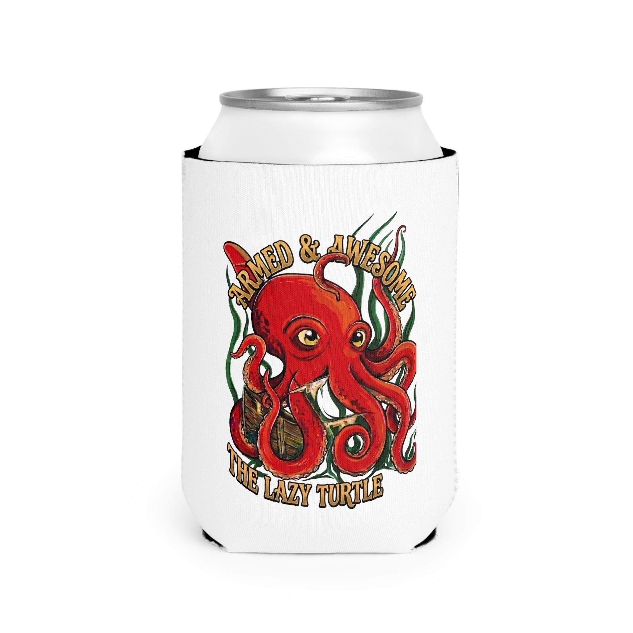 Octopus Can Cooler Sleeve — "Armed & Awesome" Lazy Turtle OKI Drink Sleeve