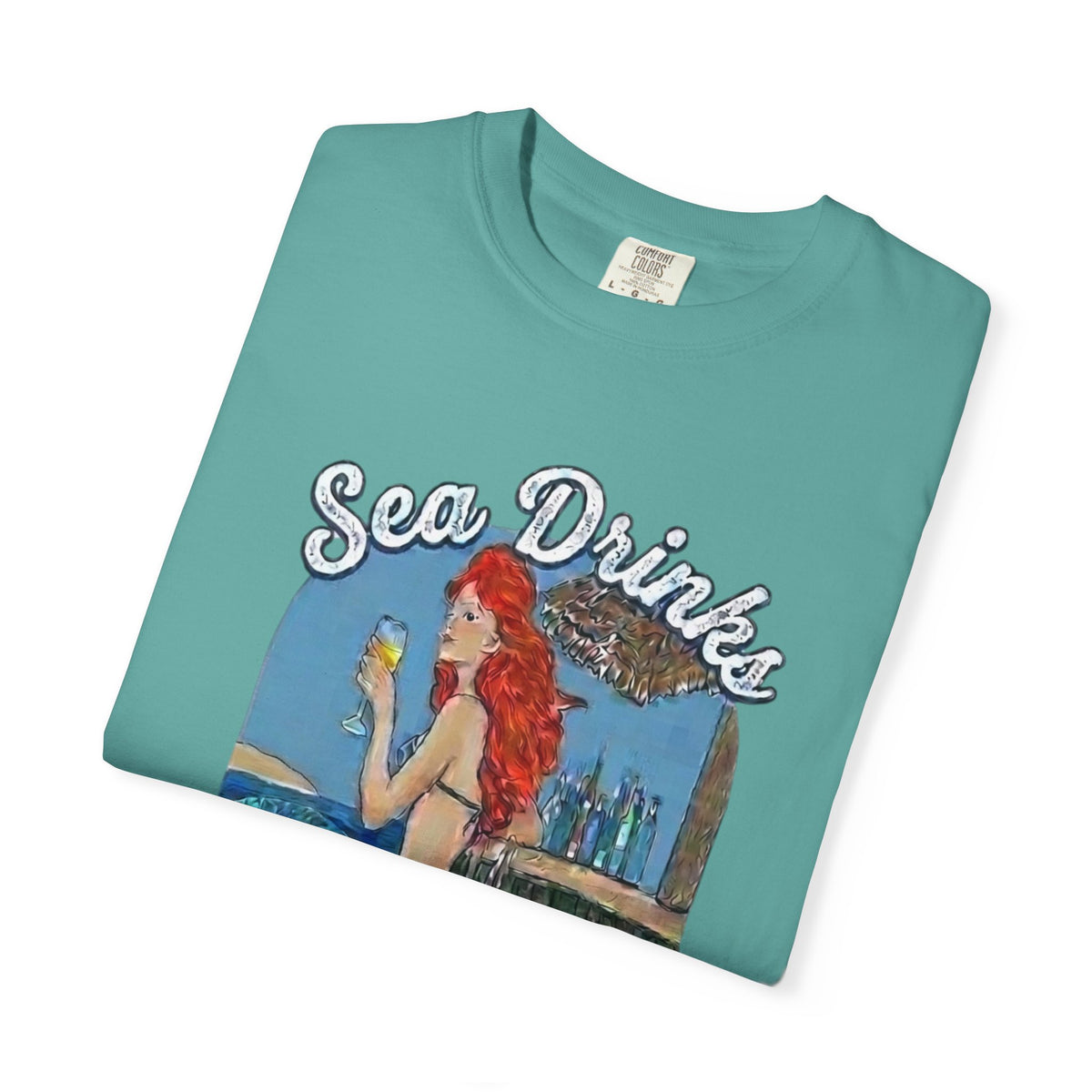 Sea Drinks Mermaid T-Shirt — Lazy Turtle, OKI Coastal Graphic Tee