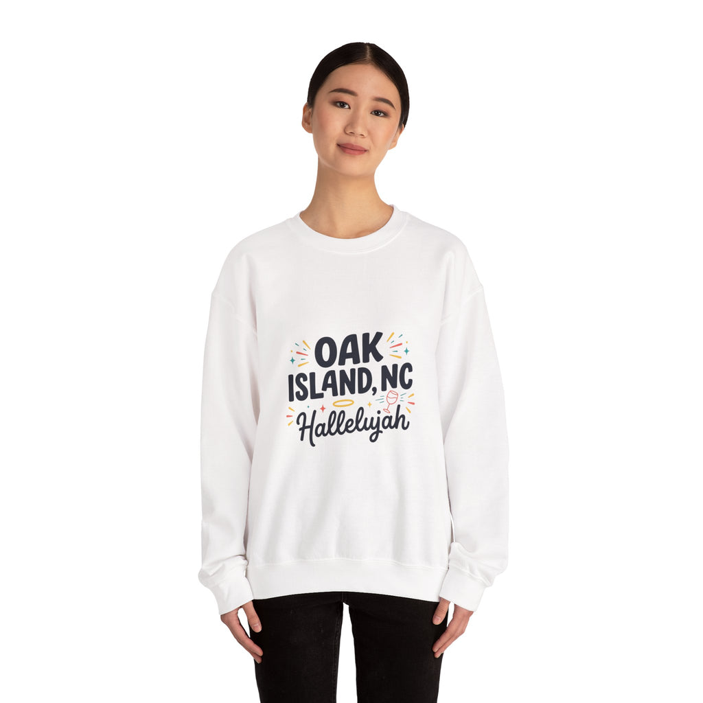 Oak Island NC Hallelujah Crewneck Sweatshirt | everything hallelujah, playful typography