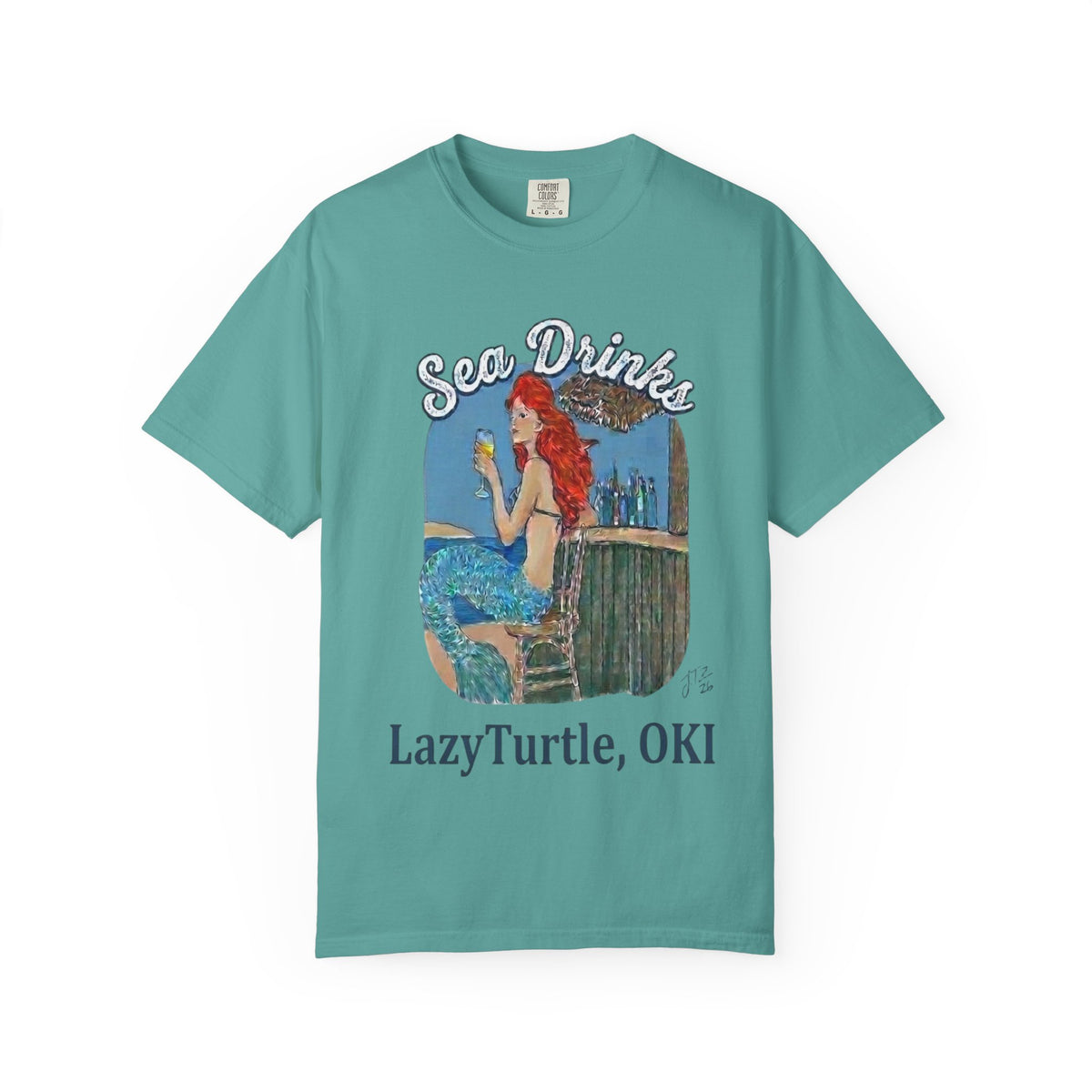 Sea Drinks Mermaid T-Shirt — Lazy Turtle, OKI Coastal Graphic Tee