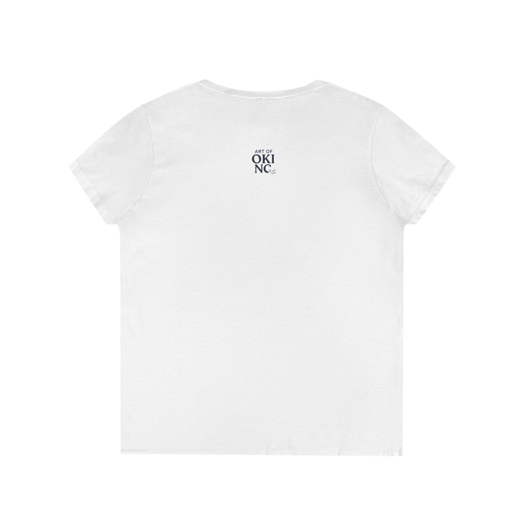 Sandbox Social Club V-Neck Tee — Retro Pinup Beach Graphic