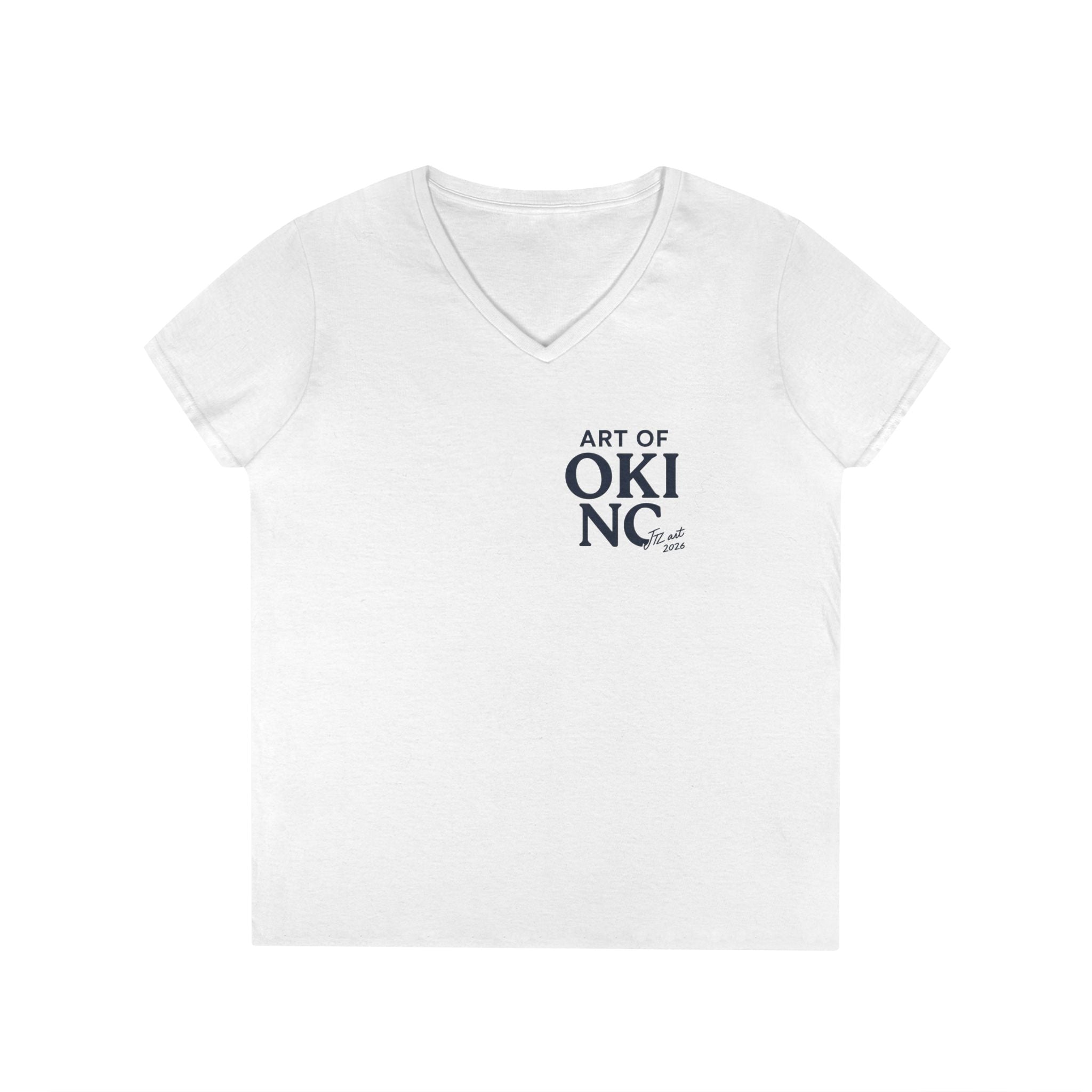 Ladies' V-Neck T-Shirt — "Sea Drinks" Mermaid Graphic Tee (LazyTurtle, OKI)