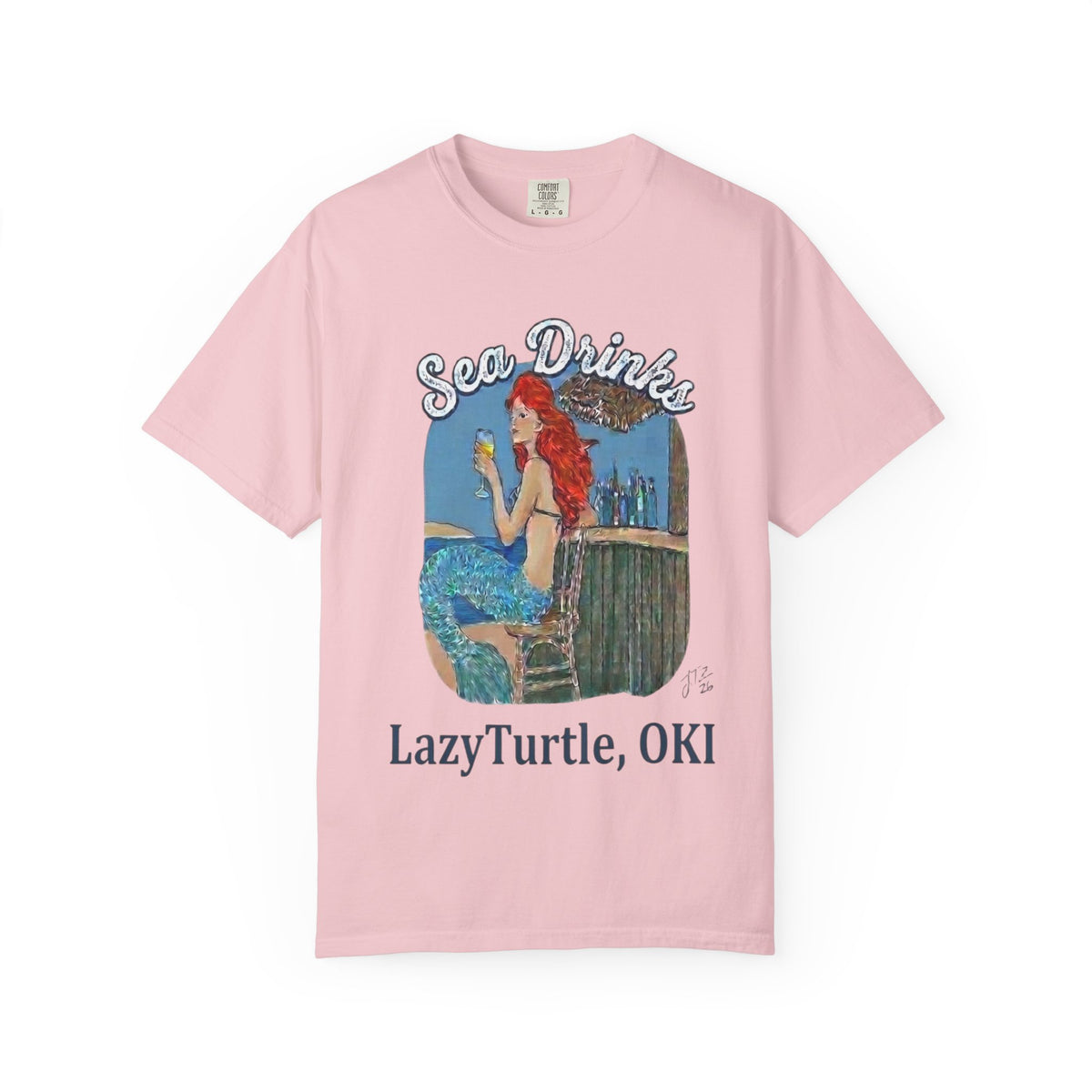 Sea Drinks Mermaid T-Shirt — Lazy Turtle, OKI Coastal Graphic Tee