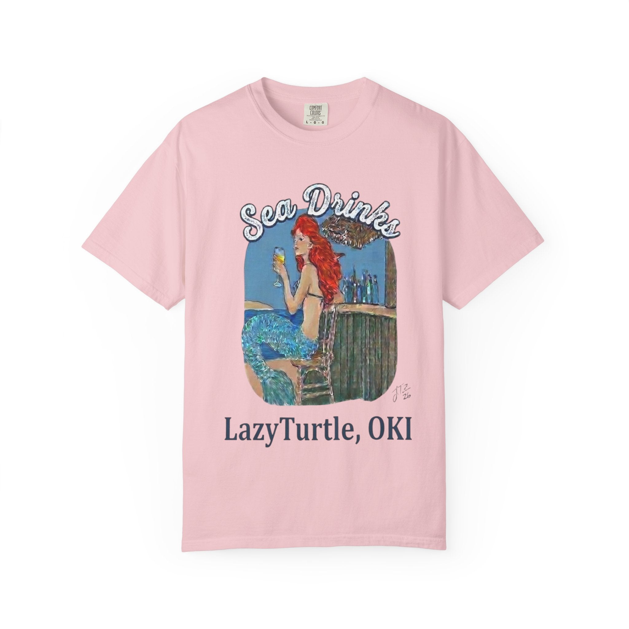 Sea Drinks Mermaid T-Shirt — Lazy Turtle, OKI Coastal Graphic Tee