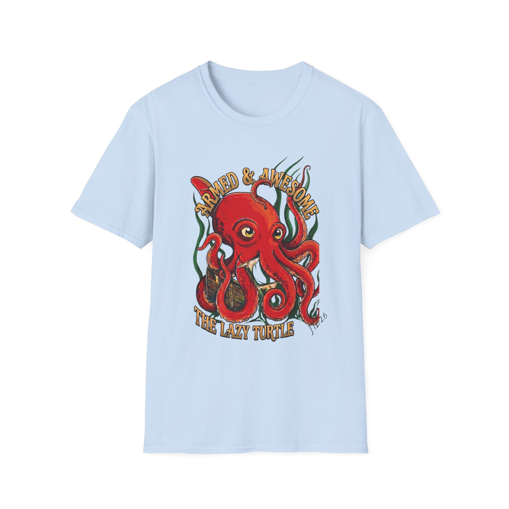 Octopus Band Tee — 'Armed and Awesome" The Last Turtle' Graphic T-Shirt