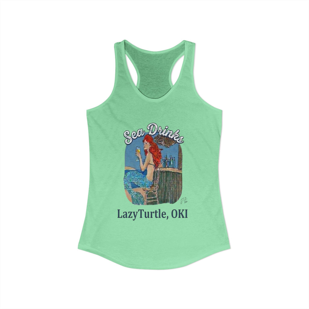 Sea Drinks Mermaid Racerback Tank — Lazy Turtle OKI Coastal Graphic Tank Top