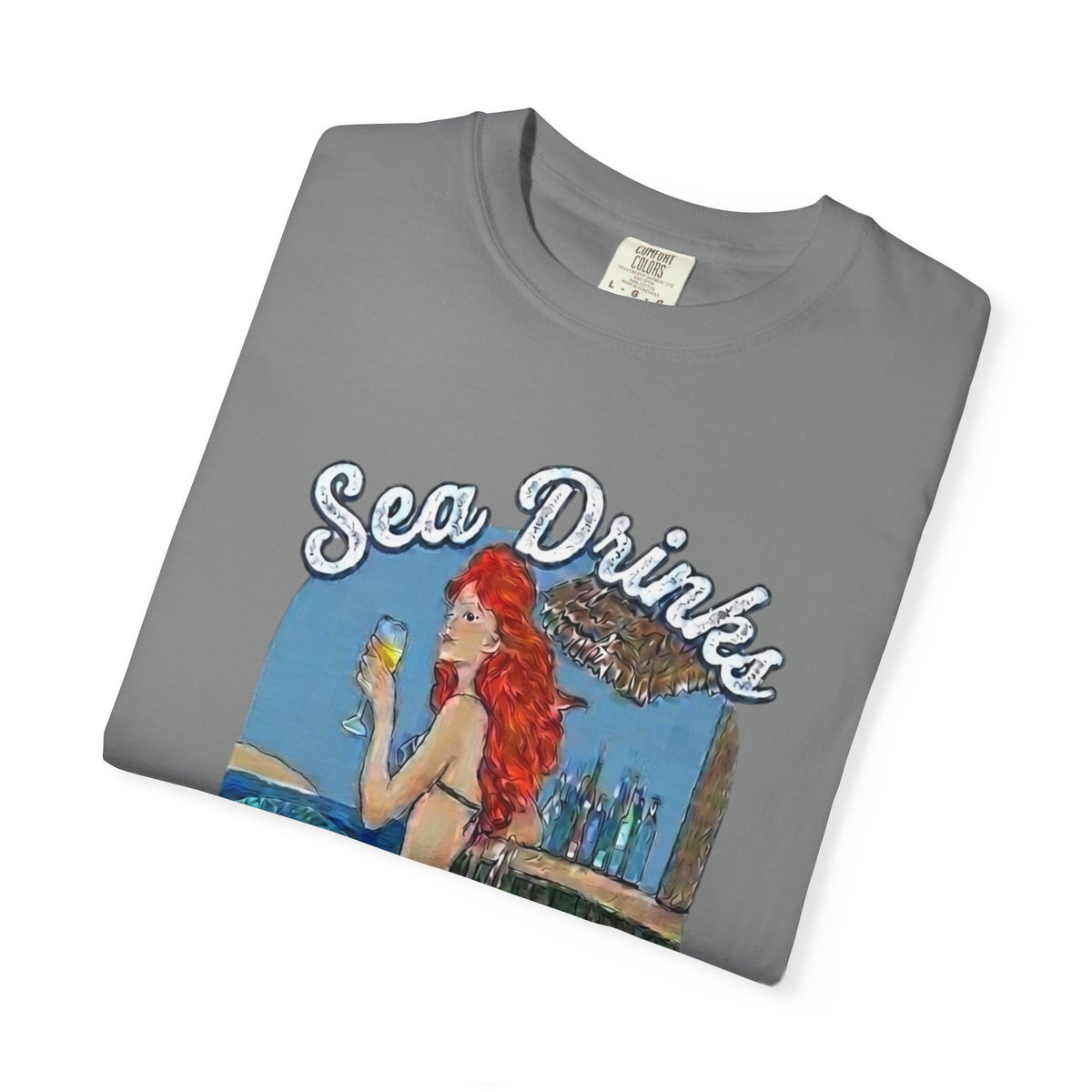 Sea Drinks Mermaid T-Shirt — Lazy Turtle, OKI Coastal Graphic Tee