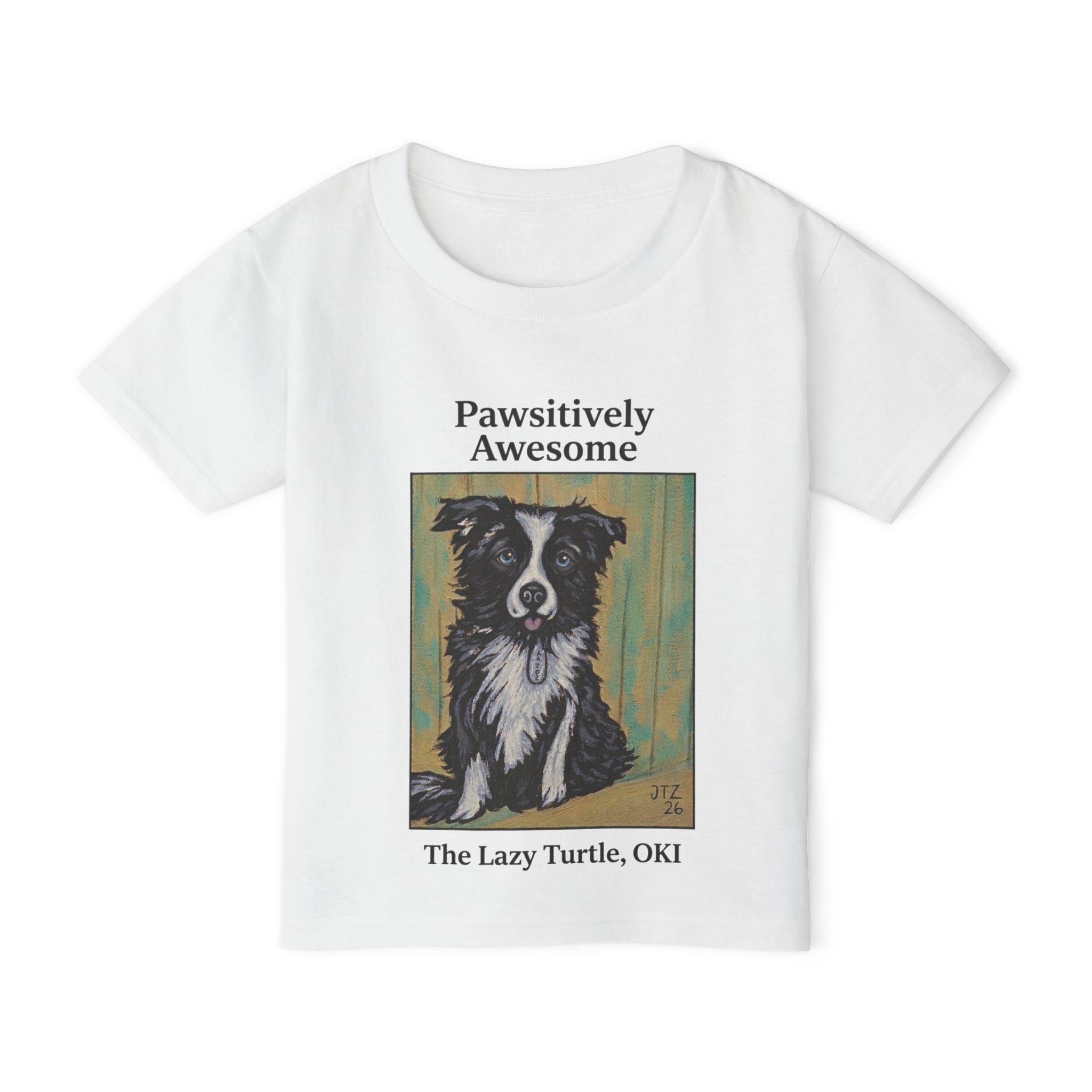 Toddler T-Shirt — "Pawsitively Awesome" Border Collie Graphic (The Lazy Turtle, OK)