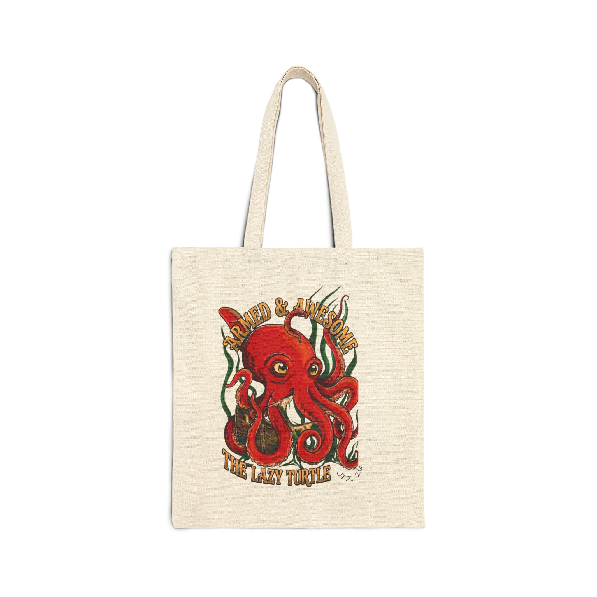 Octopus Graphic Tote Bag – 'Armed and Awesome' Beach Canvas Tote