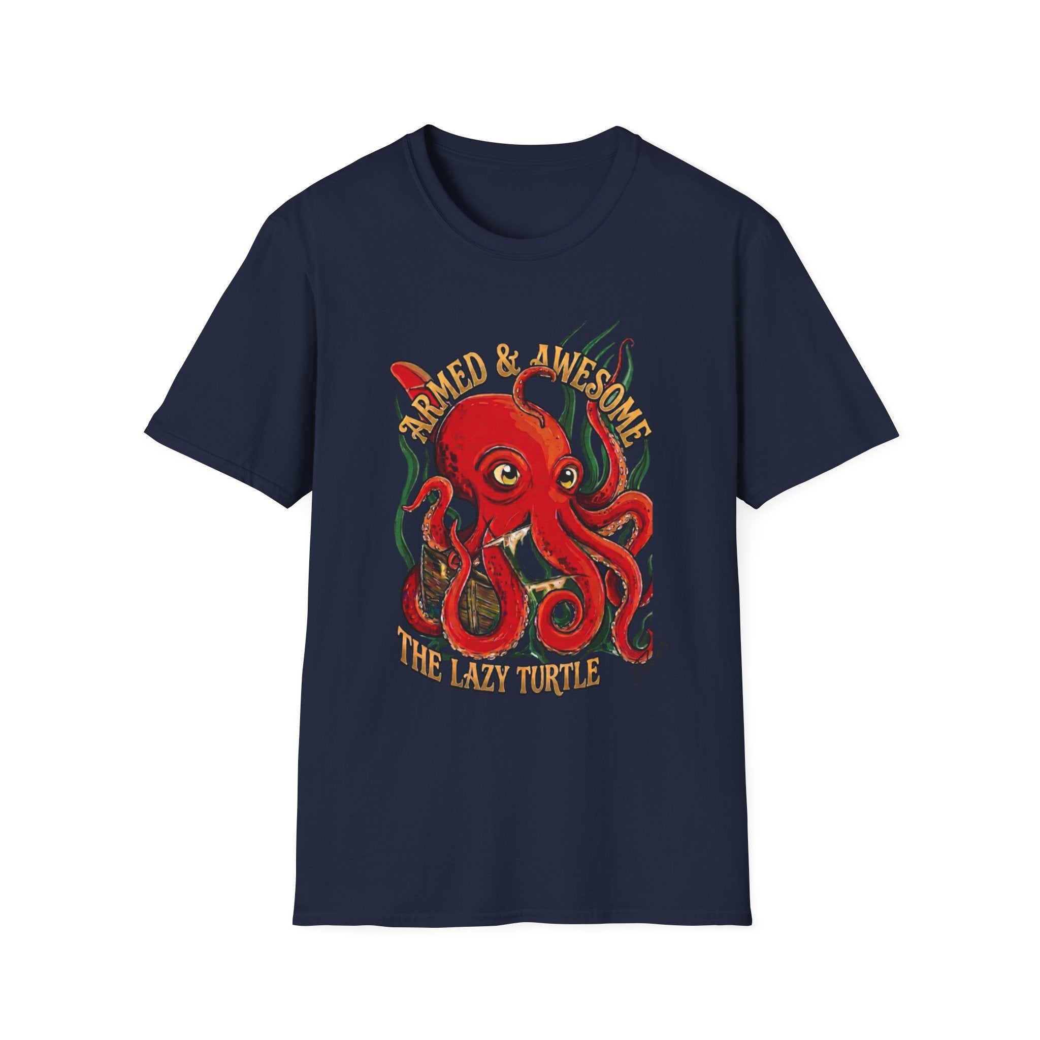 Octopus Band Tee — 'Armed and Awesome" The Last Turtle' Graphic T-Shirt