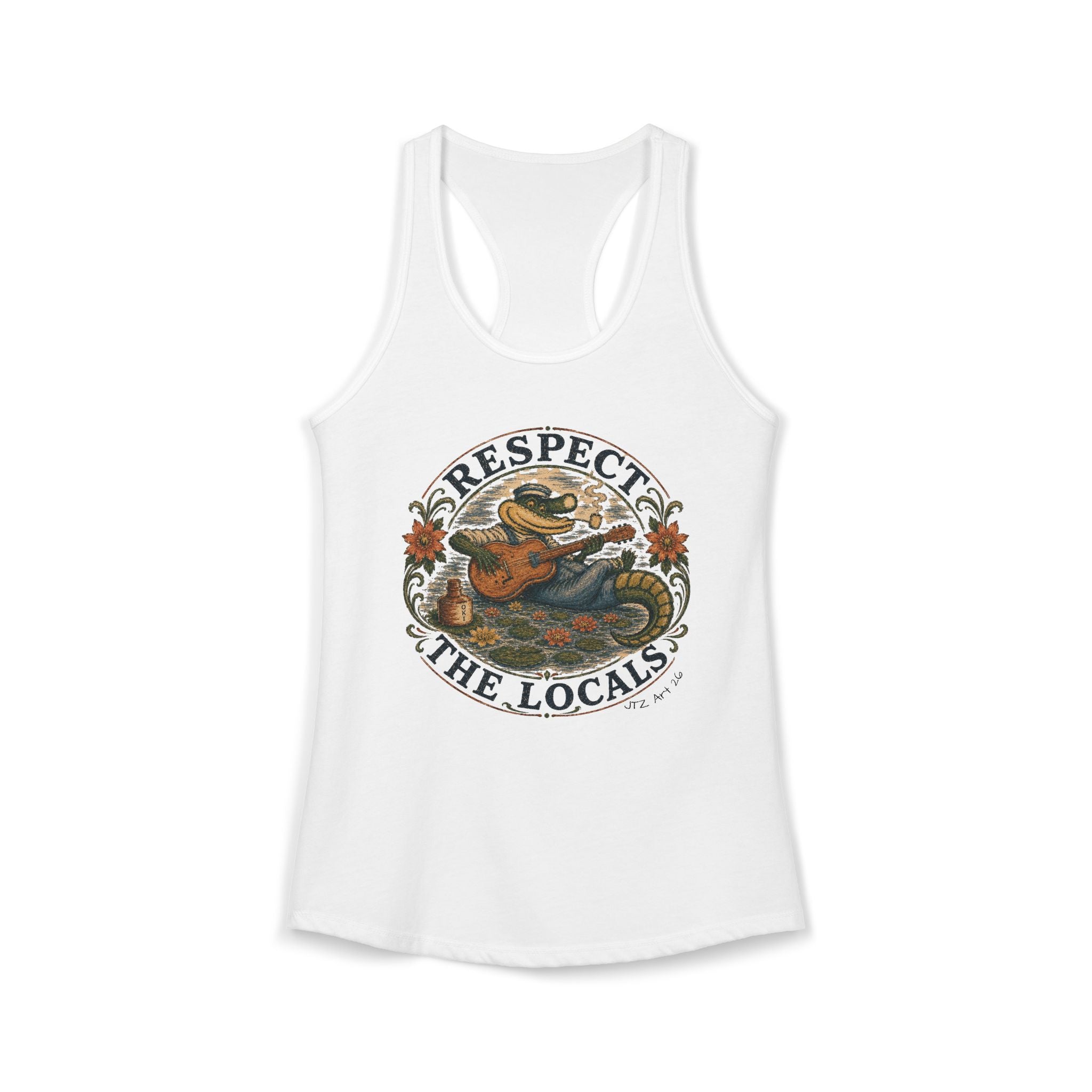 Women's Ideal Racerback Tank Respect The Locals- Inspired by original art of JT Mariotte