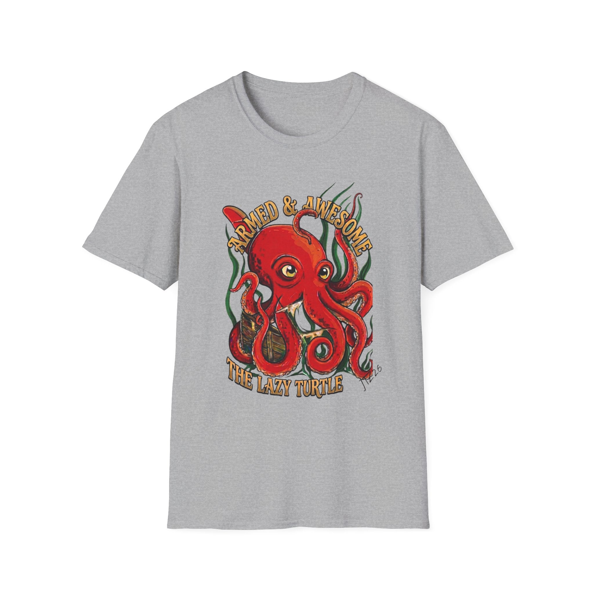 Octopus Band Tee — 'Armed and Awesome" The Last Turtle' Graphic T-Shirt