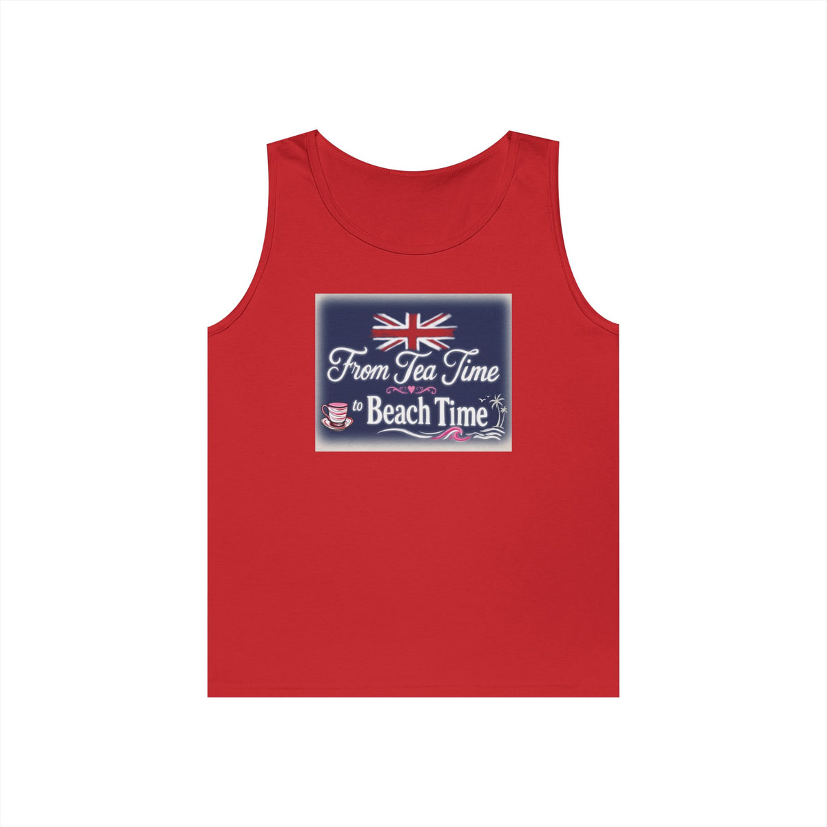 Beach Tank Top "From Tea Time to Beach Time" – British Flag Summer Tank