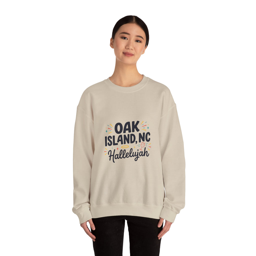 Oak Island NC Hallelujah Crewneck Sweatshirt | everything hallelujah, playful typography