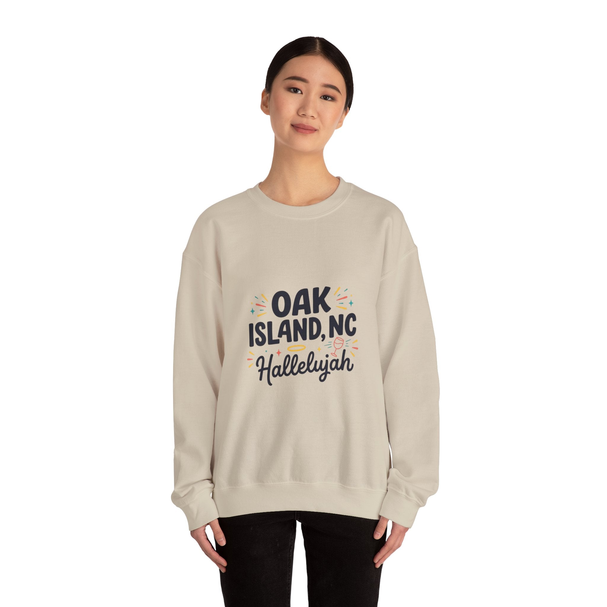 Oak Island NC Hallelujah Crewneck Sweatshirt | everything hallelujah, playful typography