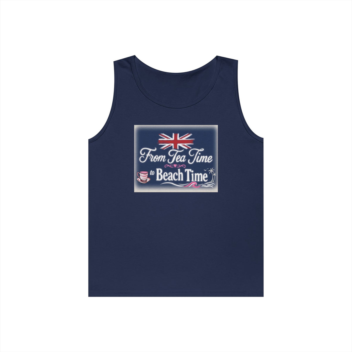 Beach Tank Top "From Tea Time to Beach Time" – British Flag Summer Tank