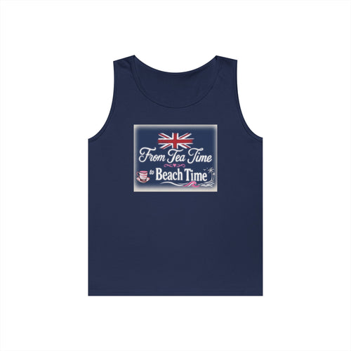 Beach Tank Top "From Tea Time to Beach Time" – British Flag Summer Tank