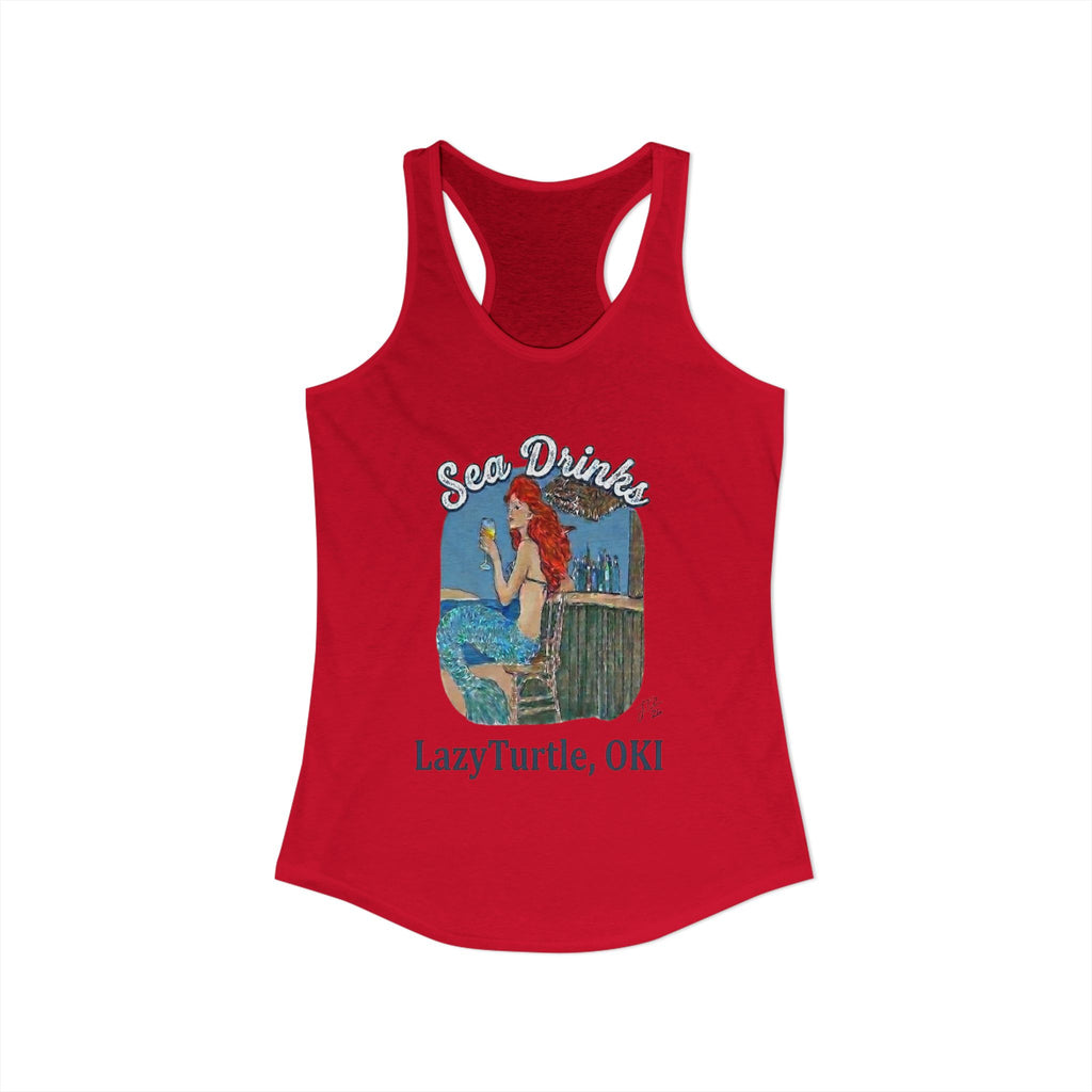 Sea Drinks Mermaid Racerback Tank — Lazy Turtle OKI Coastal Graphic Tank Top