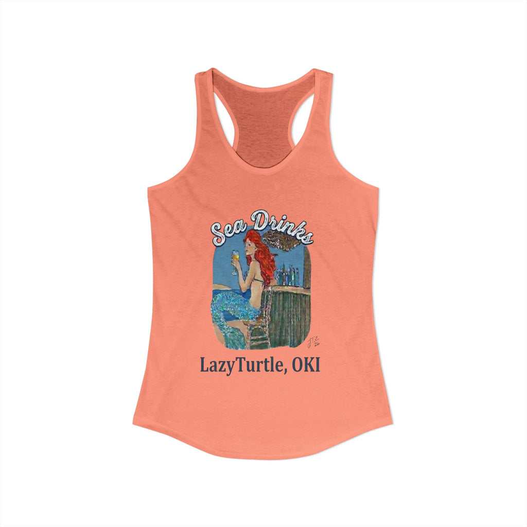 Sea Drinks Mermaid Racerback Tank — Lazy Turtle OKI Coastal Graphic Tank Top