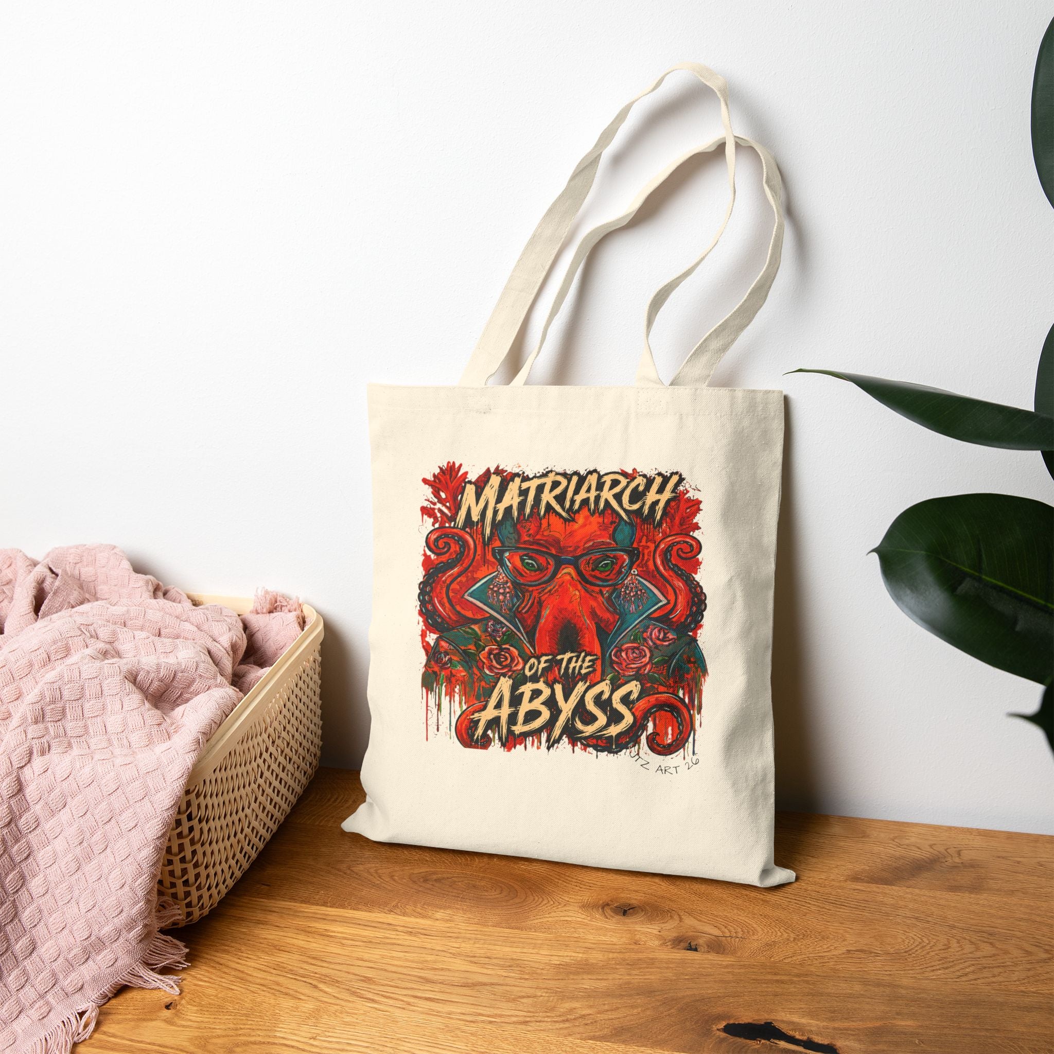 Matriarch of the Abyss Tote Bag – Octopus Graphic Canvas Tote
